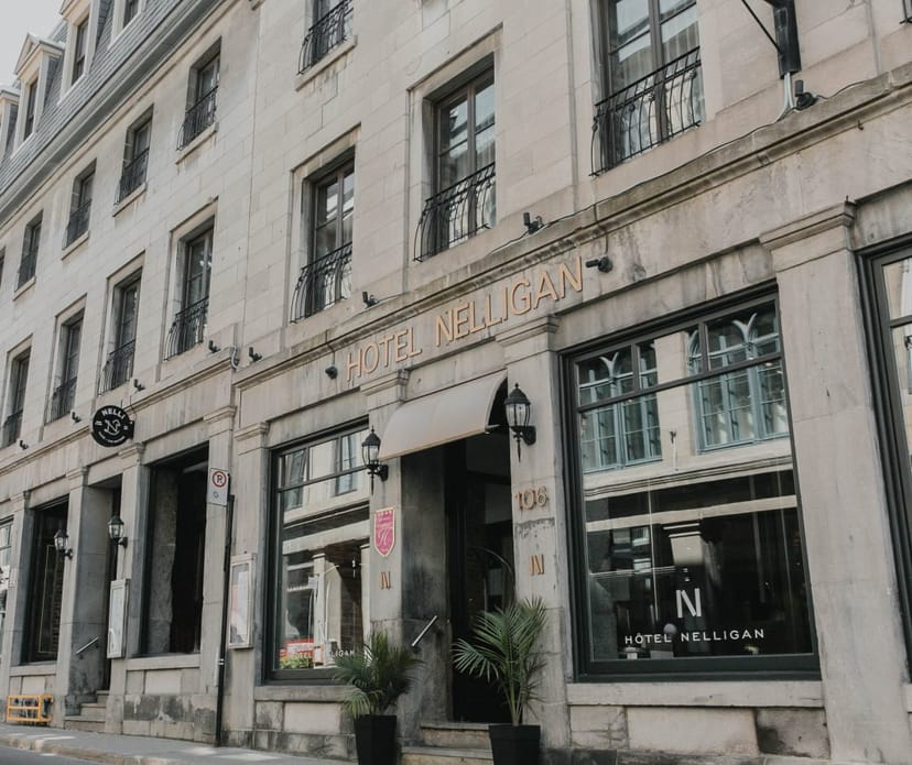 Elegant Hotel Nelligan exterior, perfect for corporate events and social gatherings.