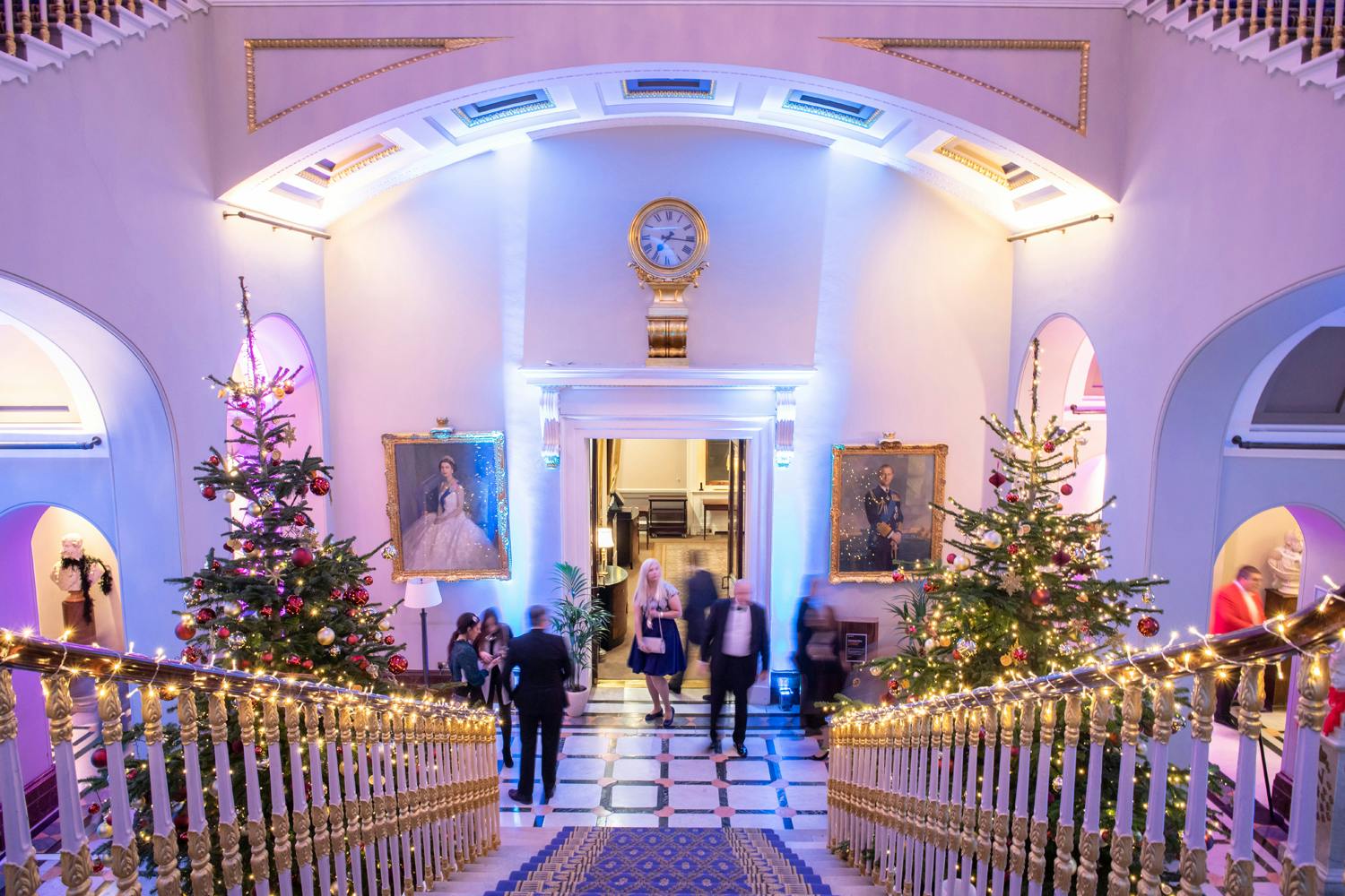 Elegant staircase at 116 Pall Mall for upscale Christmas parties and corporate events.