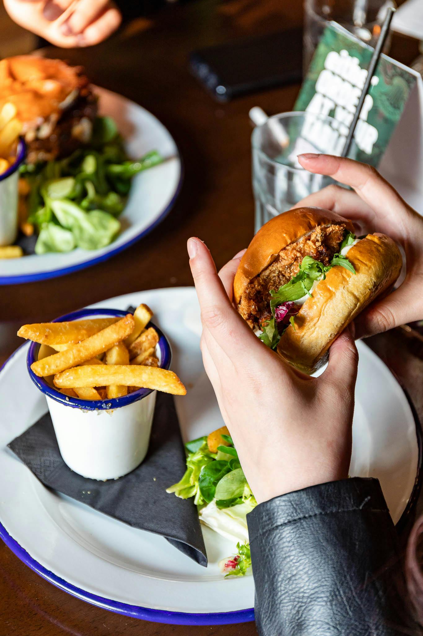 Delicious burger and fries in Function Room at Inn on the Square for events.