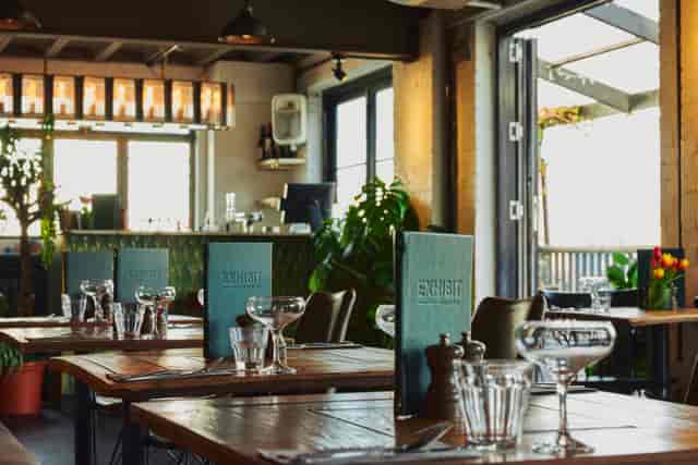 The Mezzanine at The Exhibit Balham: chic space for corporate mixers and client dinners.