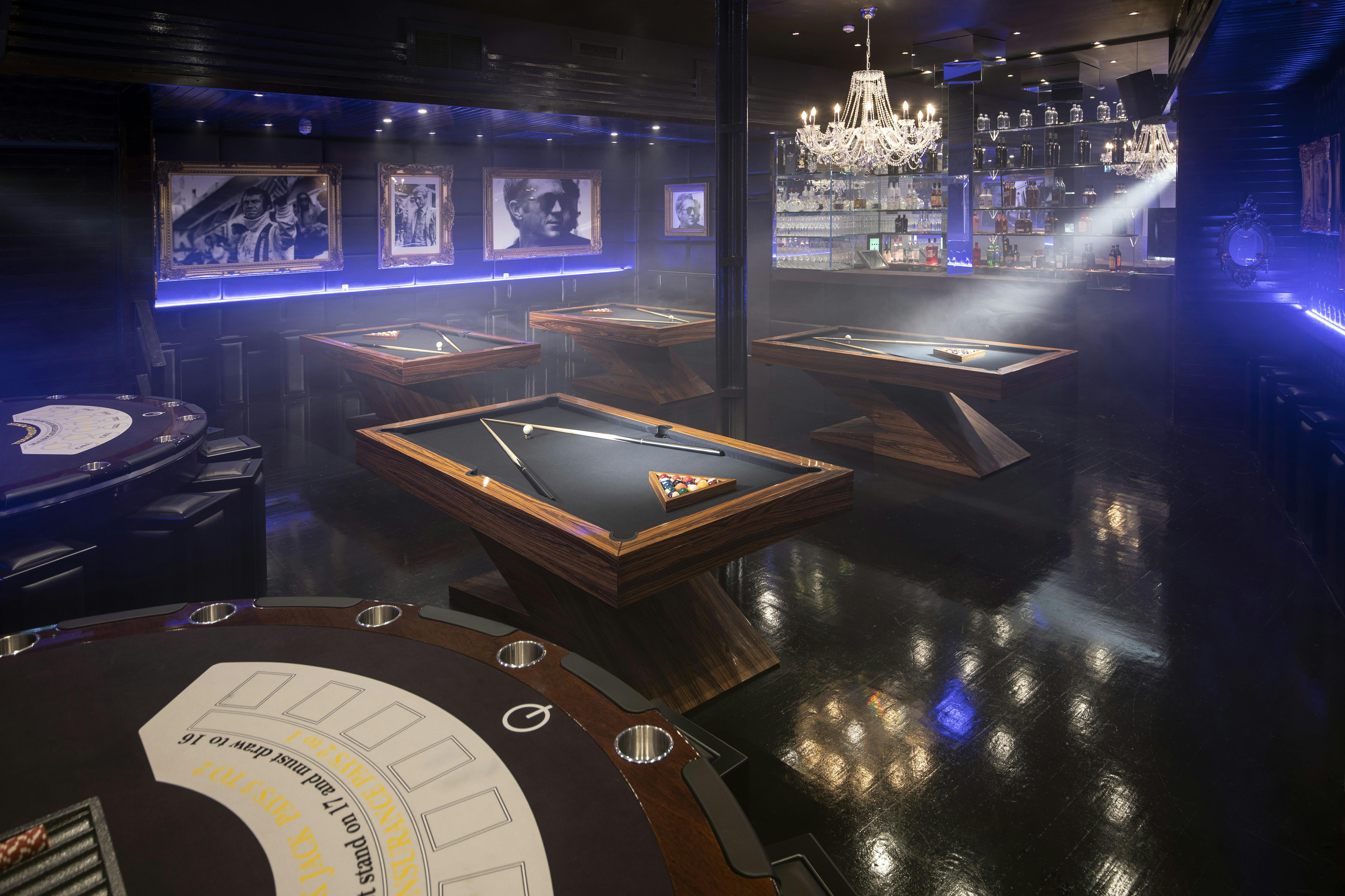 VIP Room at Q-Shoreditch: elegant gaming tables for corporate events and private parties.