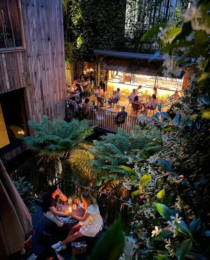 Vibrant Mandrake Terrace with lush greenery, ideal for events and gatherings.