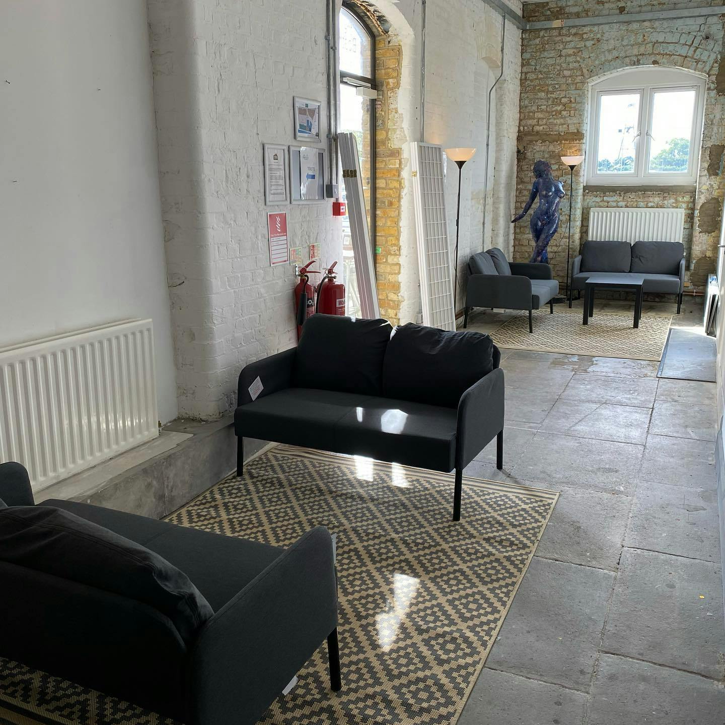 Stylish lounge at The Barge Aground, ideal for networking and informal meetings.