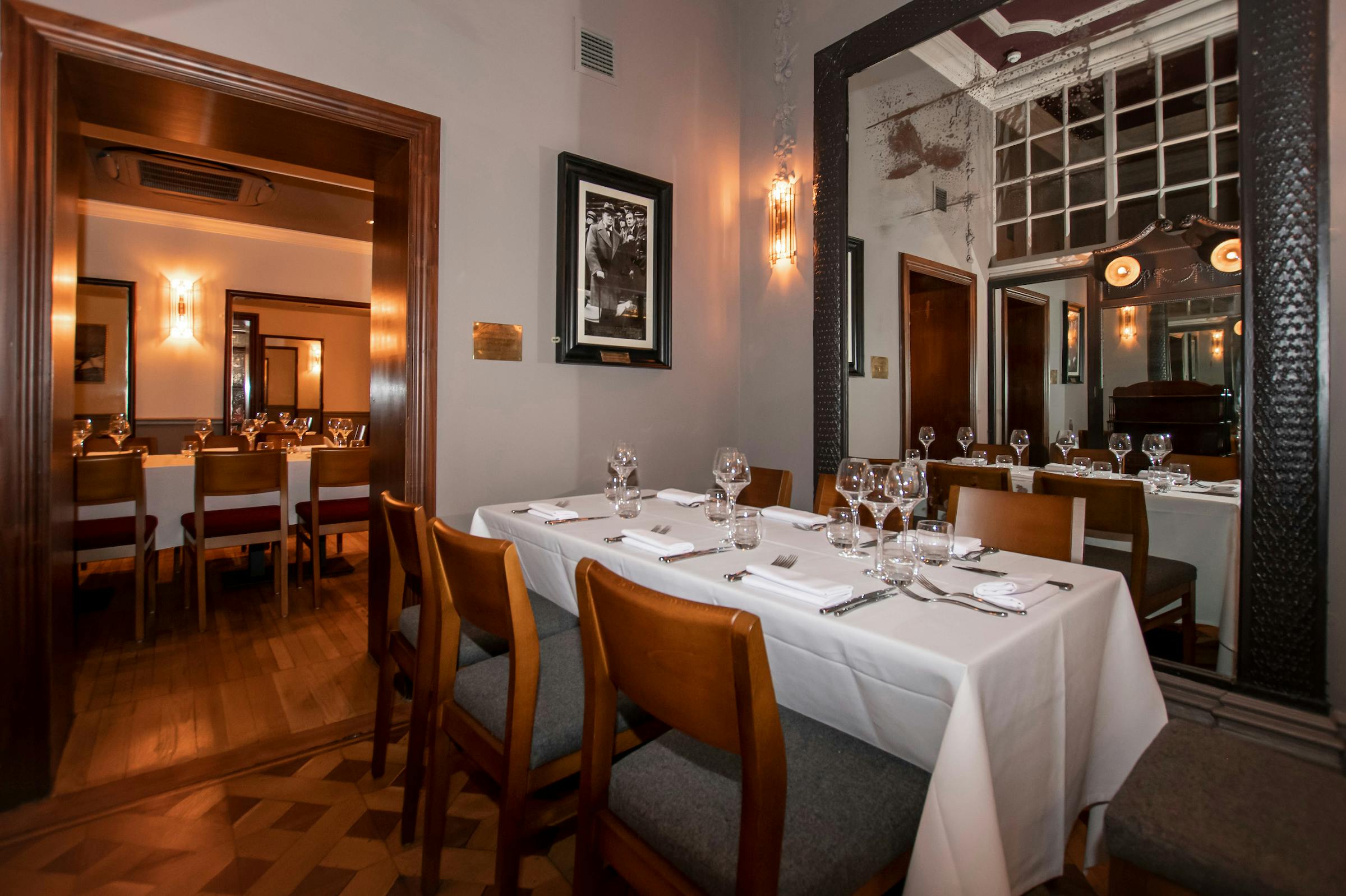 Elegant dining space in Winston Room, Maddox Tavern, ideal for private events and meetings.