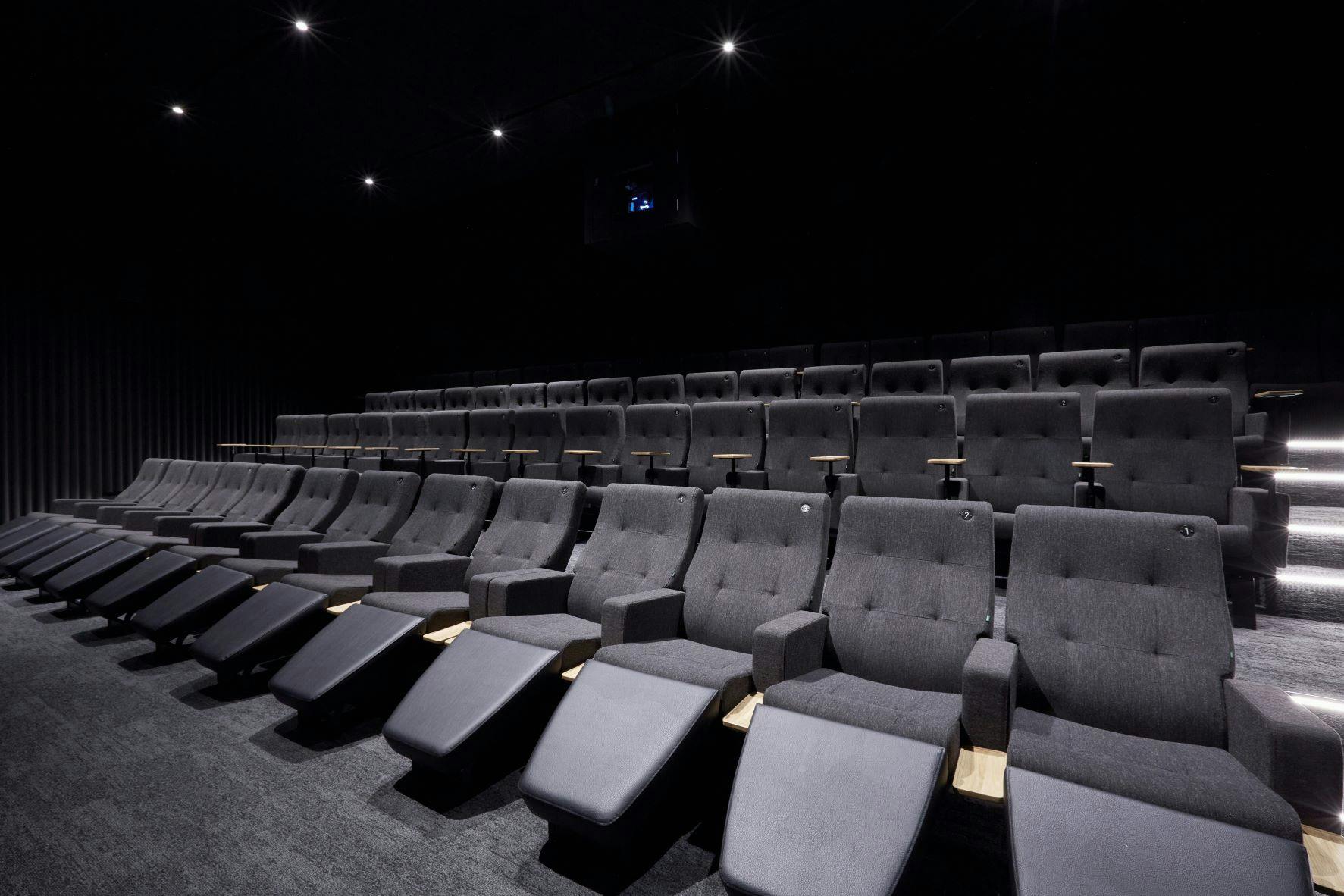 Curzon Hoxton Cinema Screen 2 with plush reclining seats for film screenings and events.