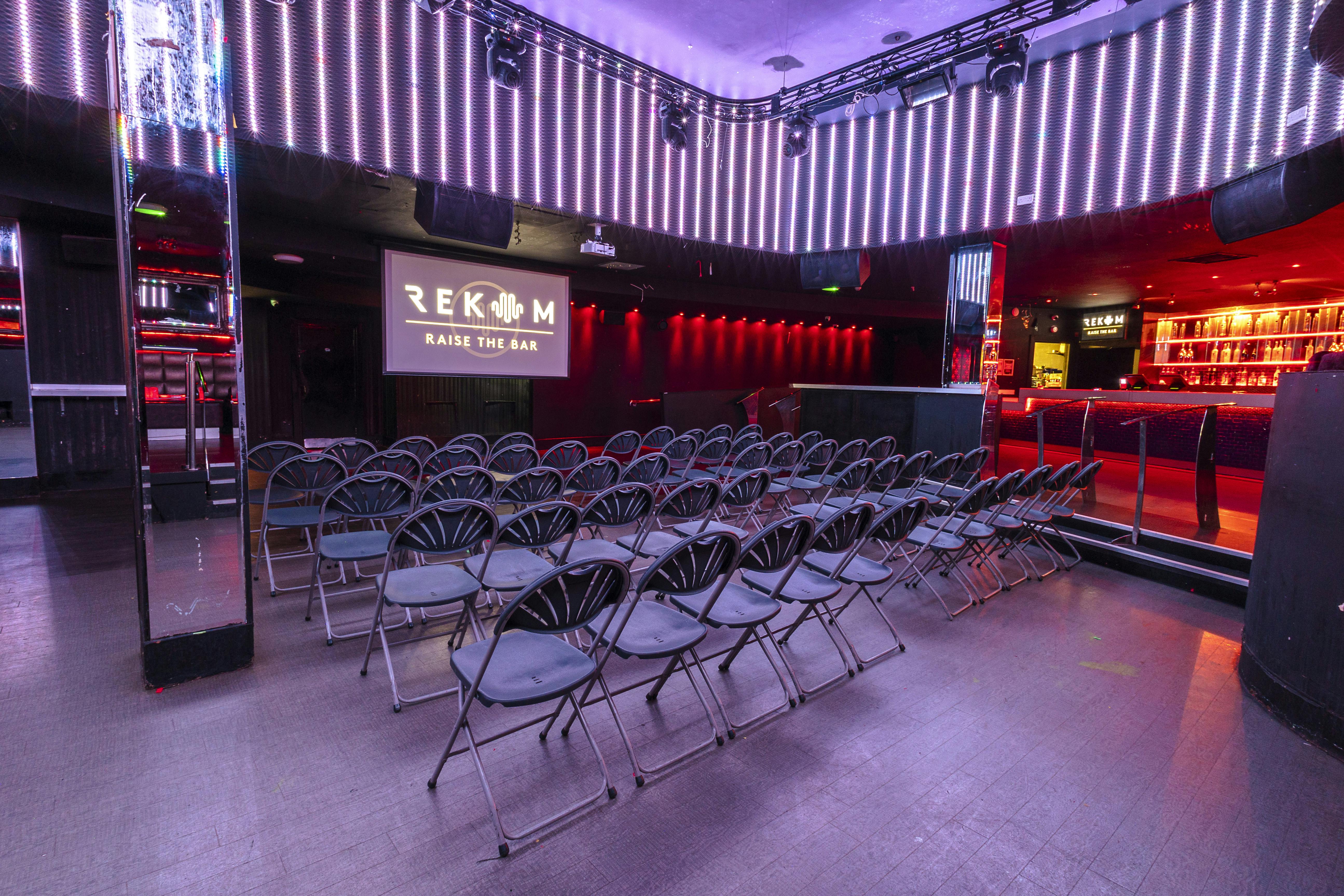 Versatile event space in PRYZM Bristol with modern design for corporate workshops.