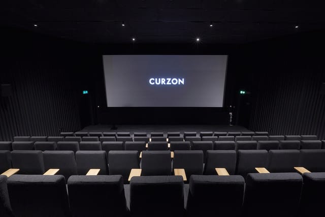 Curzon Hoxton cinema screen, modern design for corporate events and film screenings.