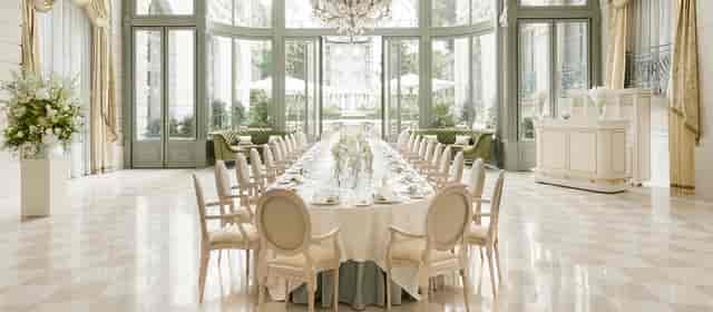 Elegant dining setup at Salon Vendôme, Ritz Paris for high-end events and formal dinners.