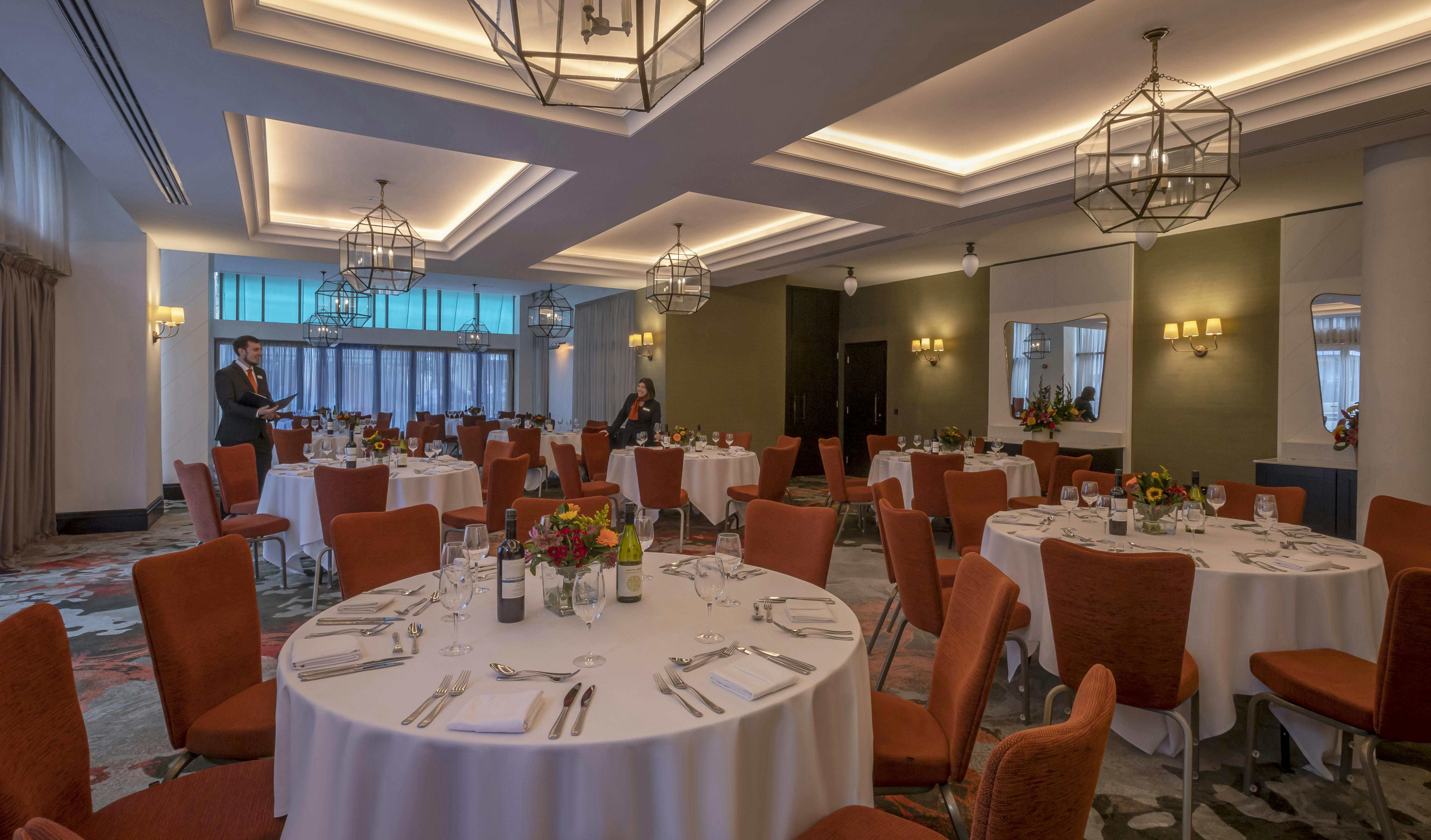 Elegant event space at Clayton Hotel Cambridge, perfect for corporate meetings and gatherings.