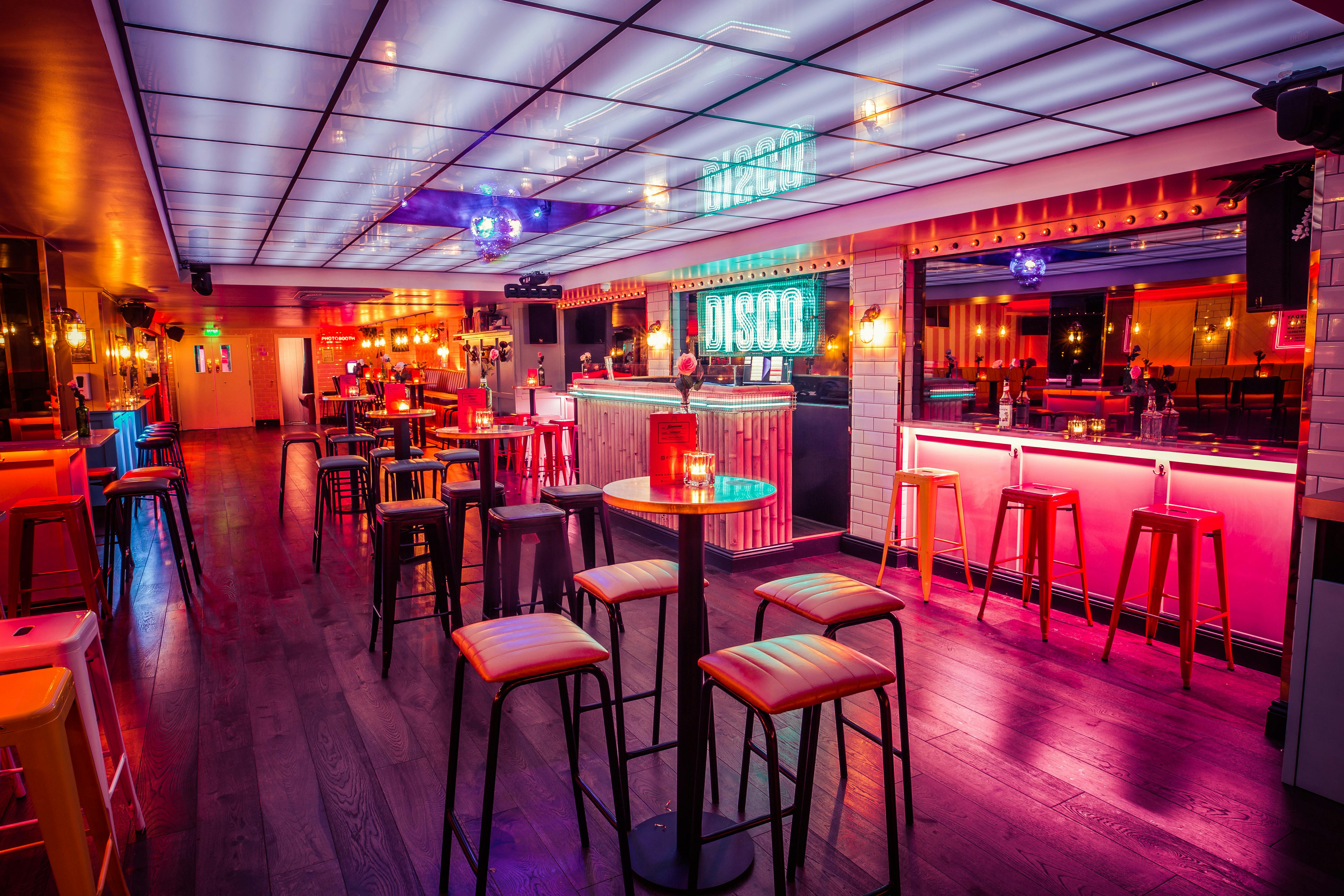 Vibrant event space in Simmons|Leicester Square for corporate events and parties.