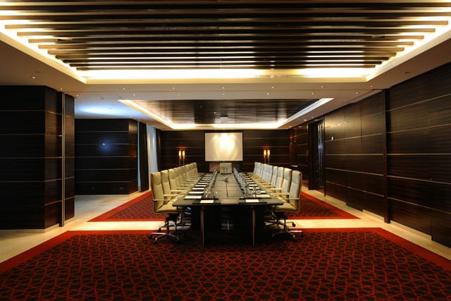 Sophisticated conference room in Raffles Dubai, ideal for meetings and presentations.