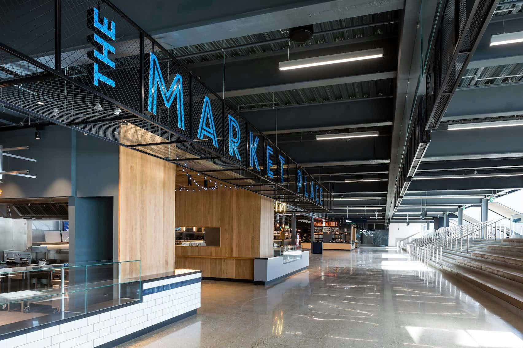 Modern Tottenham Hotspur Stadium Market Place, ideal for events with flexible space and catering.