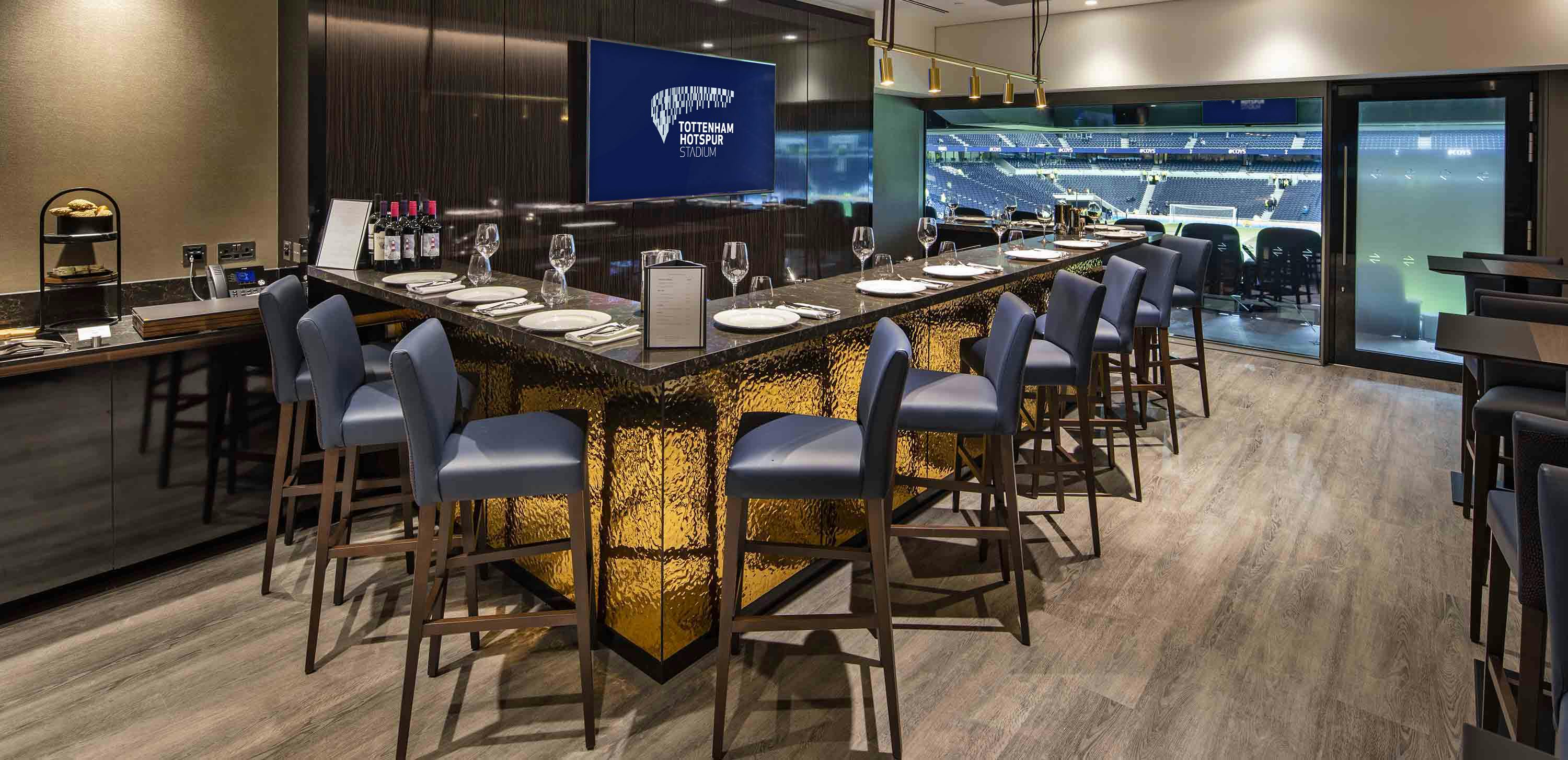 Sideline Suites at Tottenham Hotspur Stadium, modern event space for networking and gatherings.