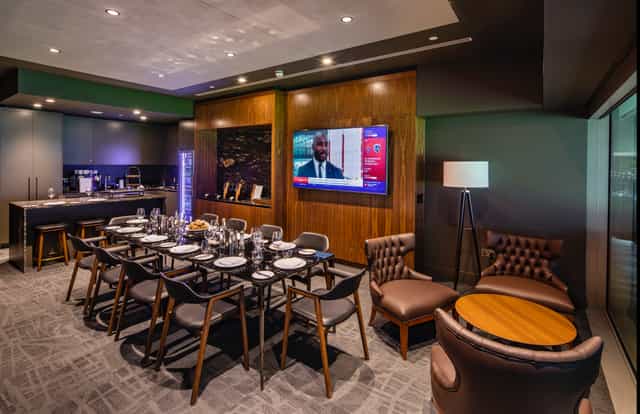 Modern meeting space at Tottenham Hotspur Stadium for corporate events and networking.