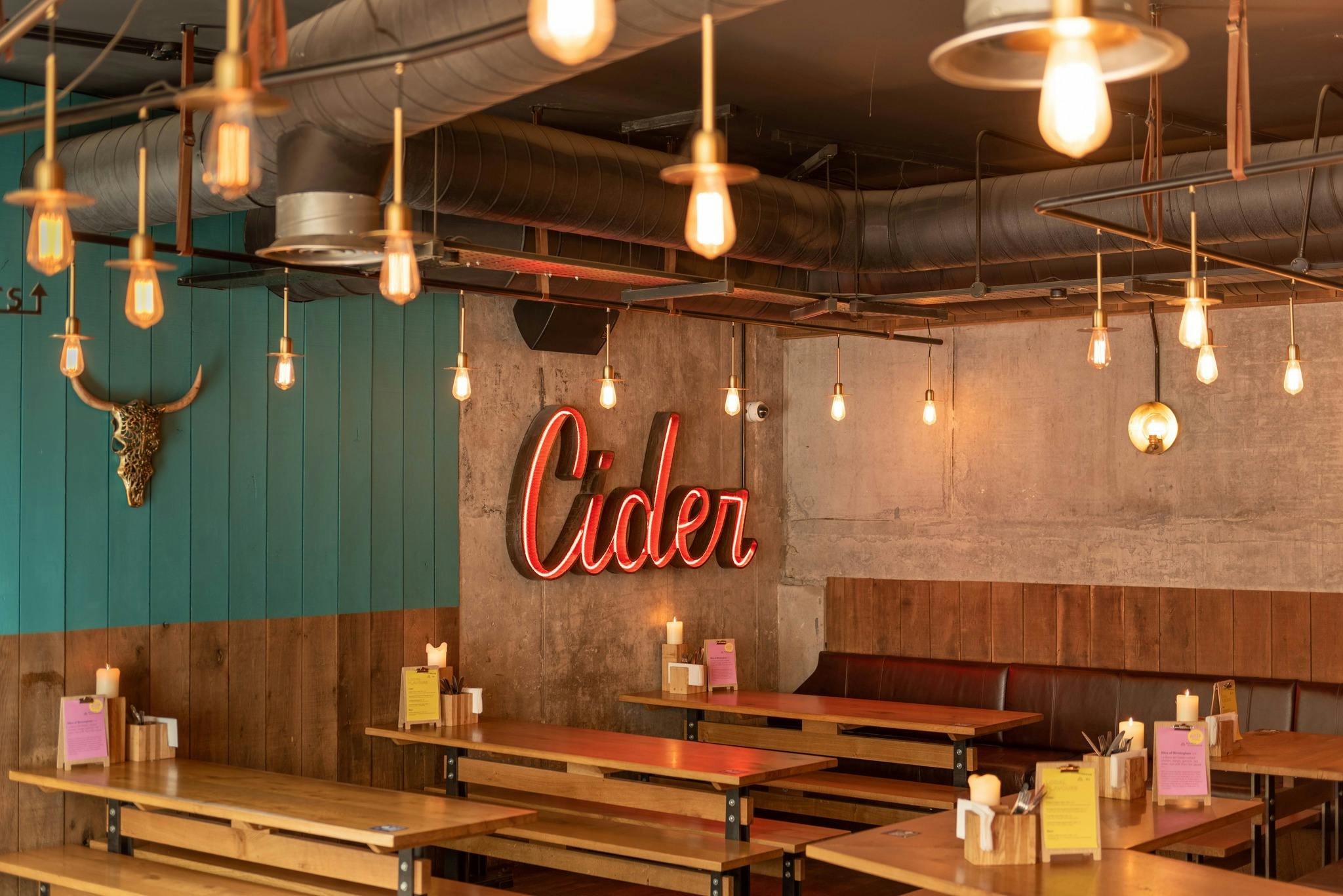 Cider Snug venue with rustic decor, ideal for casual gatherings and events.