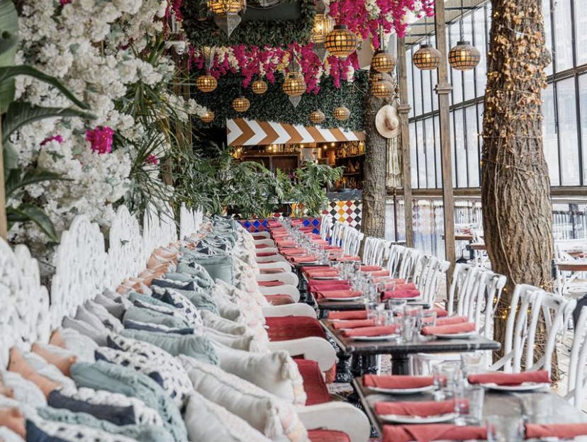 Elegant dining space at Riverfront Terrace, perfect for events and gatherings.