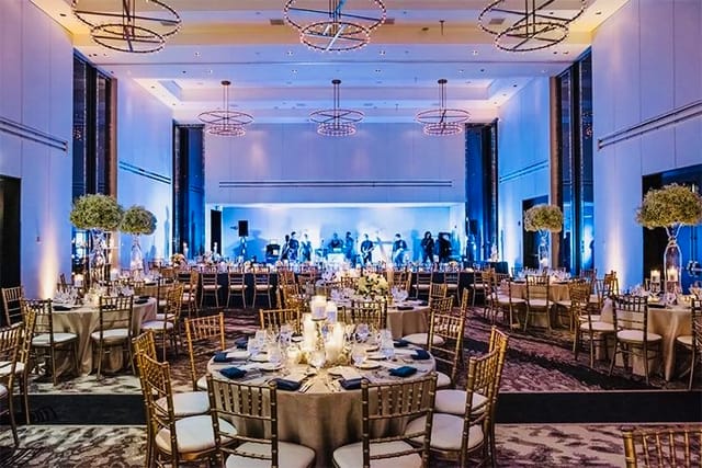 Chateau Carbide Rooftop at Pendry Hotel, elegant dinner setup for corporate events.