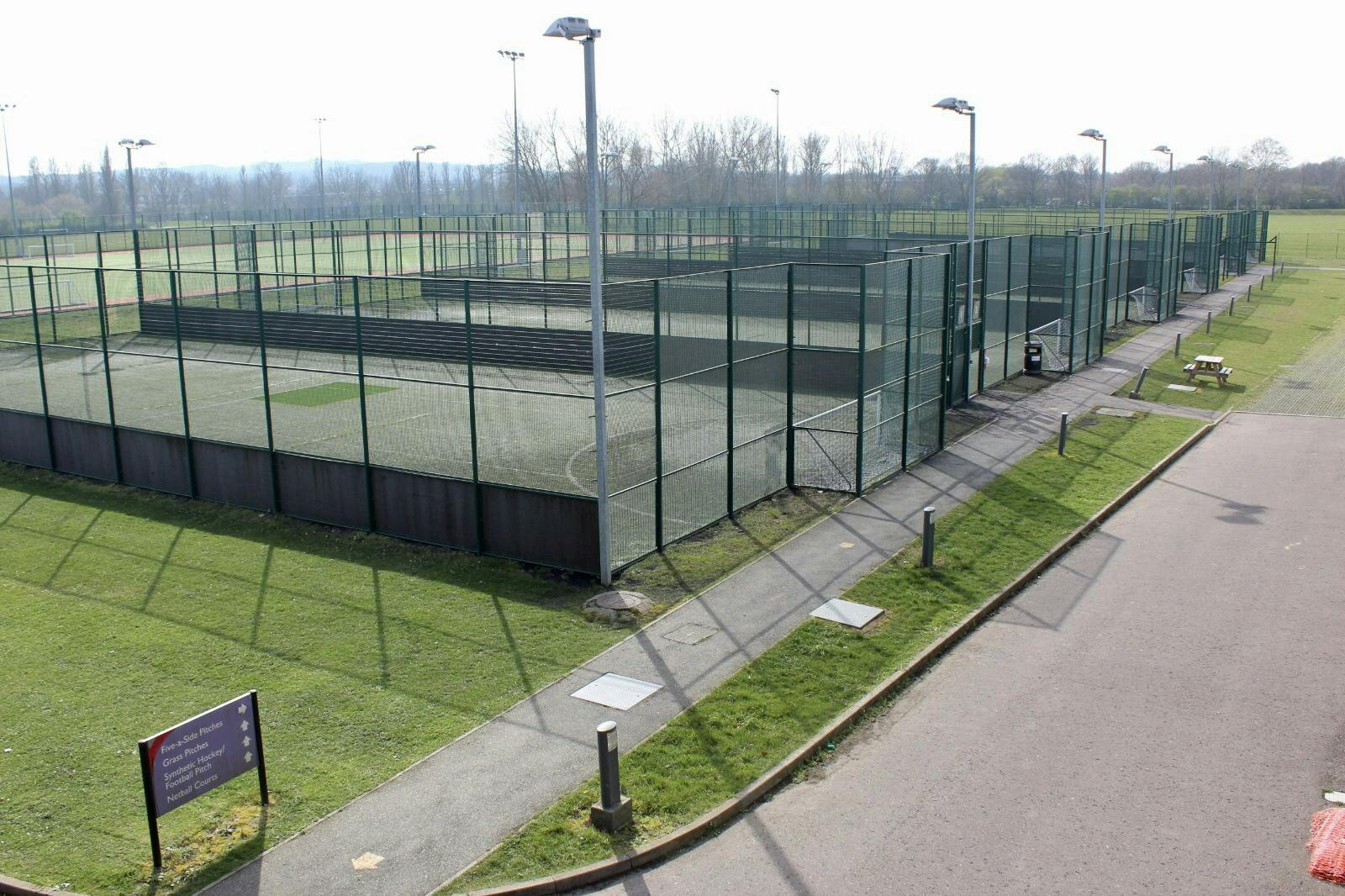 Outdoor tennis courts at Basildon Sporting Village for team-building events.