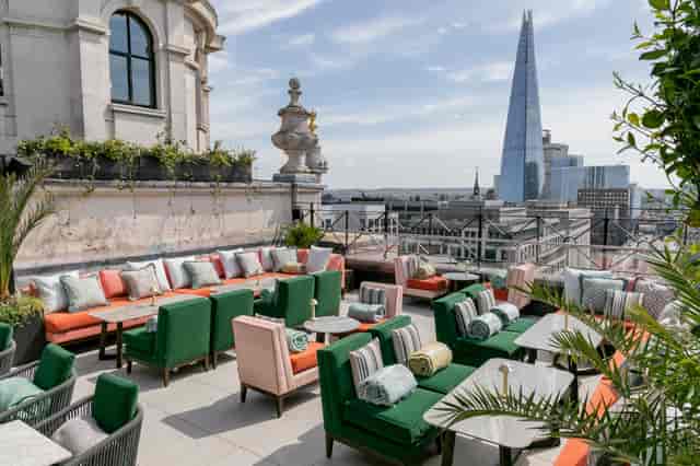 Stylish rooftop venue in Wagtail London, ideal for upscale networking events and cocktail parties.