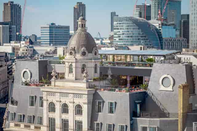 Rooftop venue with dome at West Terrace, Wagtail London for upscale events and gatherings.
