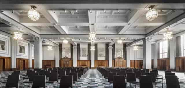 Elegant Ballroom at Kimpton Clocktower Hotel, high ceilings, ideal for conferences and events.