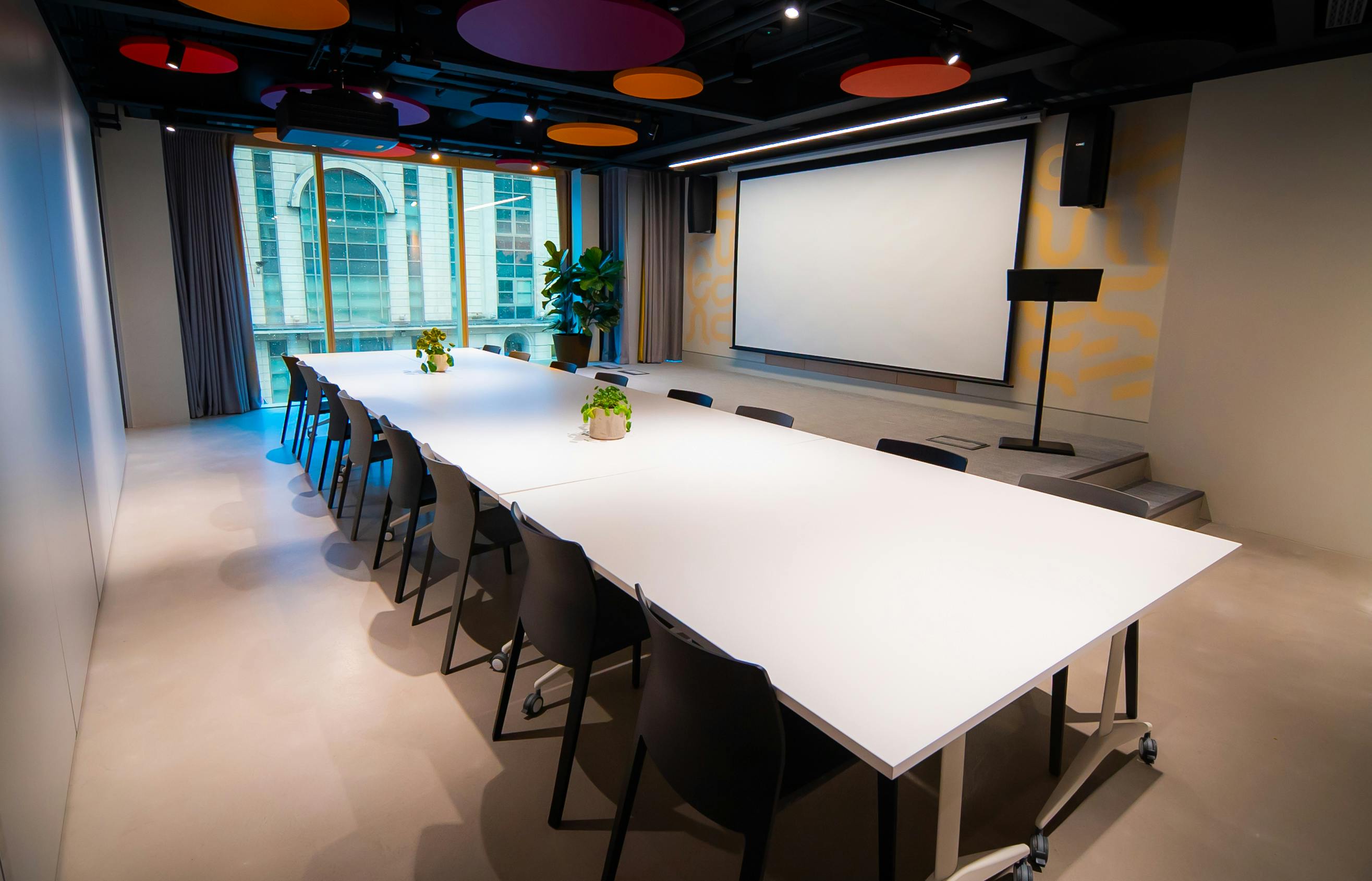 Modern Shirley Jackson Boardroom with sleek table, ideal for meetings and events.