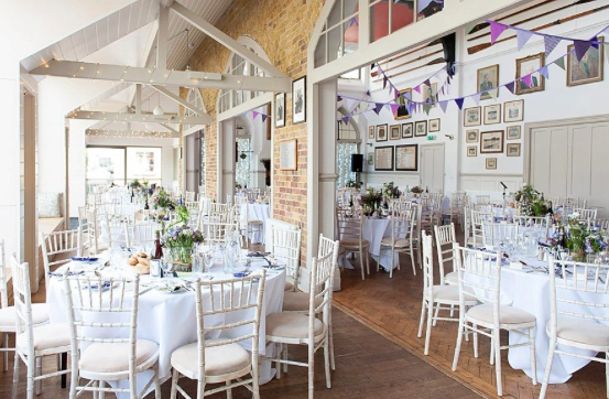 Elegant Great Hall at Thames Rowing Club, ideal for weddings and corporate events. - Banner