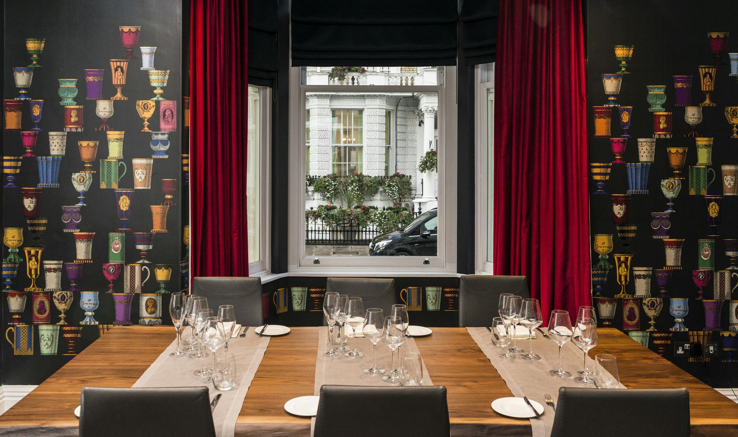 Stylish dining space at The Bohemia, ideal for intimate meetings and private events.