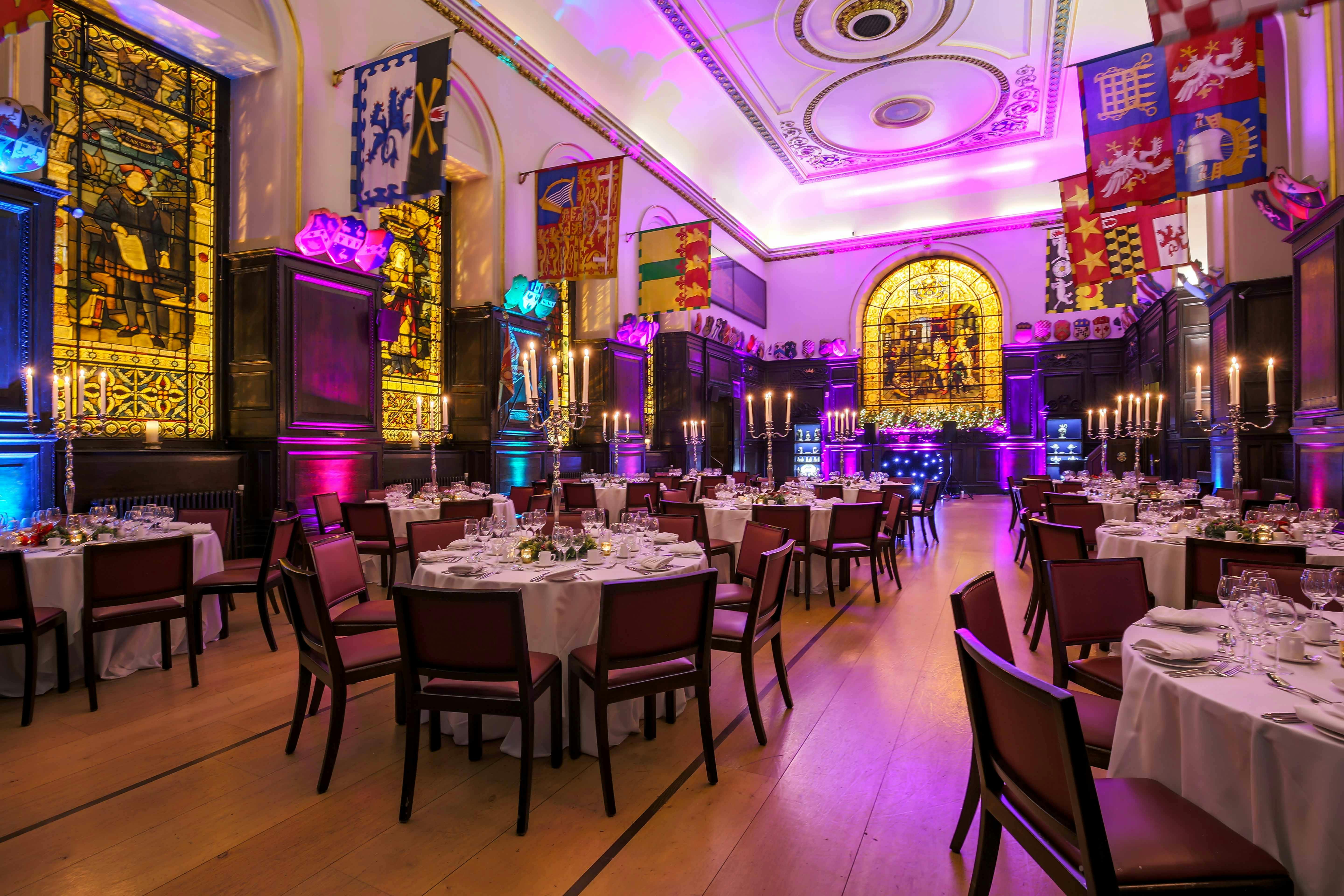 Elegant banquet hall at Stationers' Hall, perfect for Christmas weddings and corporate events.