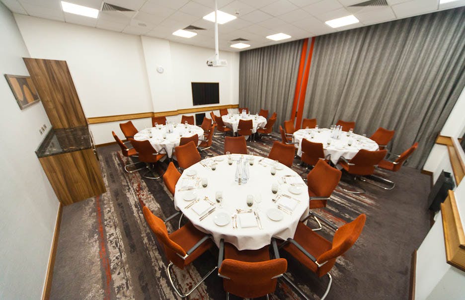 Meeting room 7 at Clayton Hotel Leeds, elegantly set for professional gatherings and presentations.