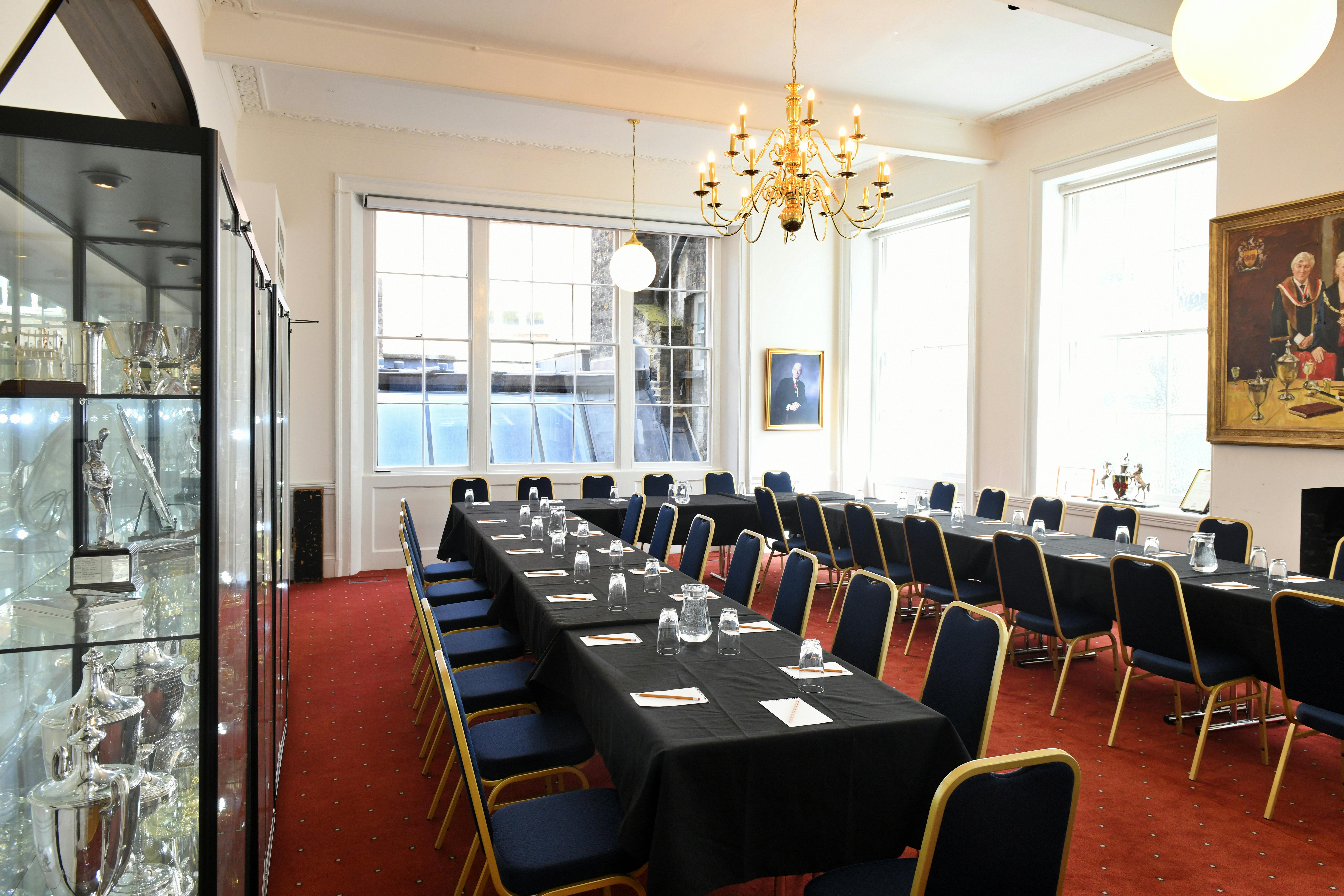 Livery room at Worshipful Company of Carmen, elegant decor for corporate events.