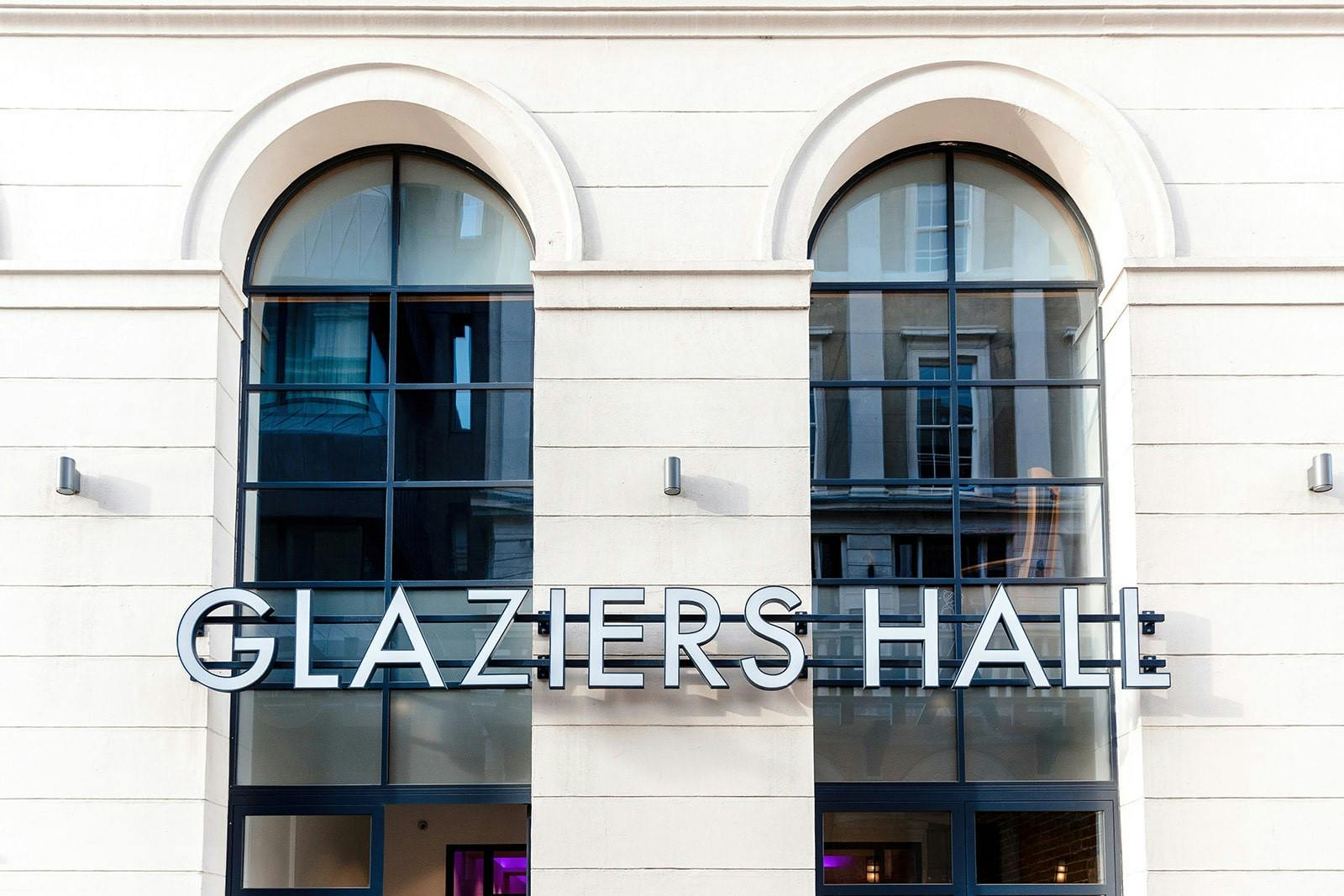 Glaziers Hall venue with modern façade, perfect for weddings and events.