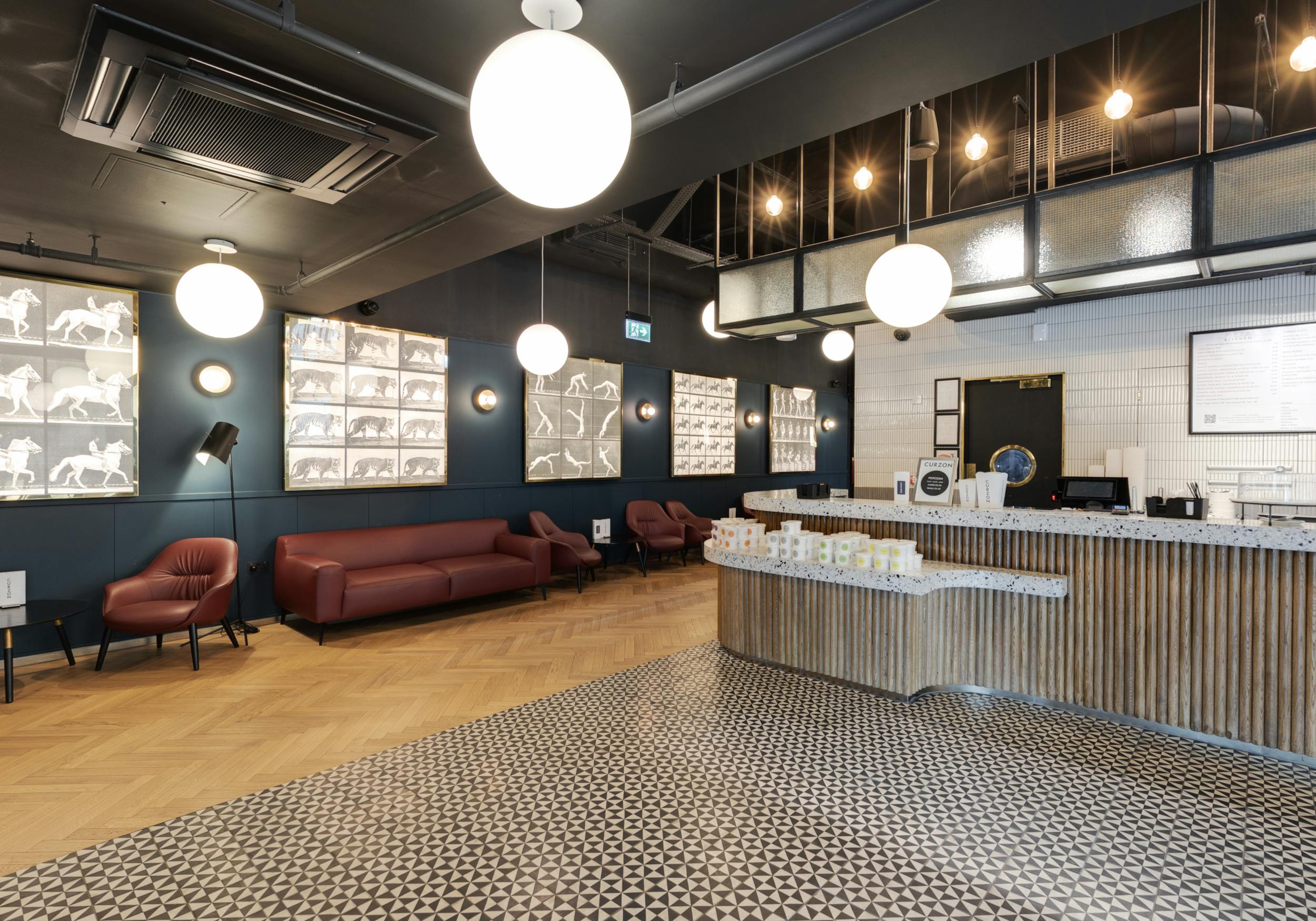 Curzon Kingston cinema lobby with stylish seating, perfect for events and gatherings.
