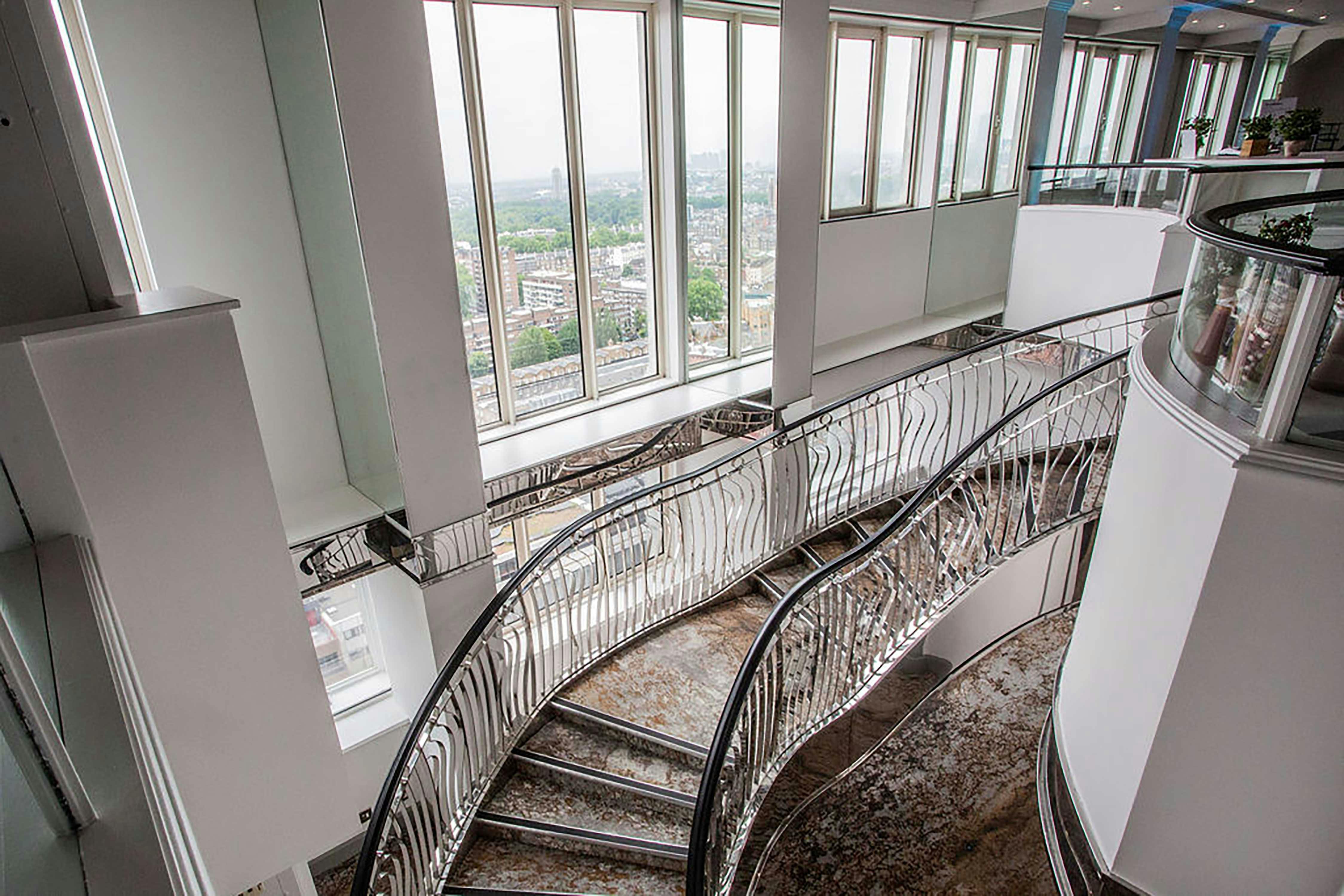 Modern staircase in Hilton London Metropole, ideal for receptions and networking events.