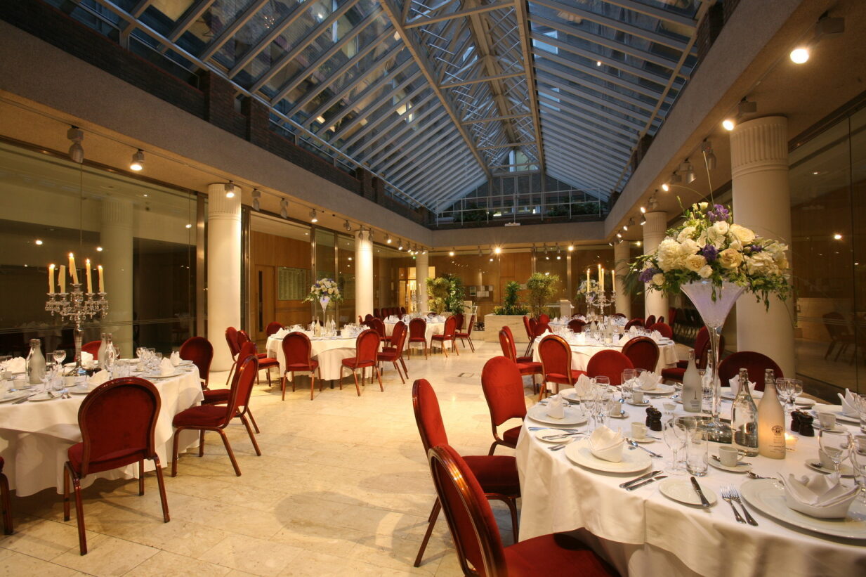 Elegant dining space at Max Rayne Atrium, ideal for weddings and corporate events. - Banner