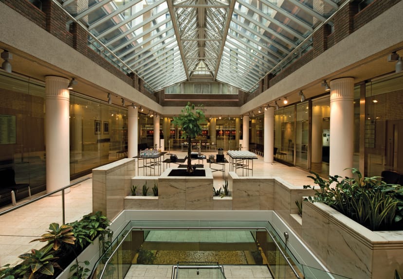 Max Rayne Atrium at 1 Wimpole Street, modern space for networking events and receptions.