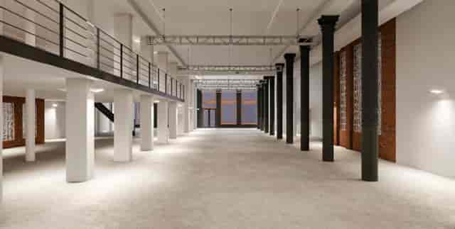Spacious Iron23 venue with high ceilings, ideal for corporate and social events.
