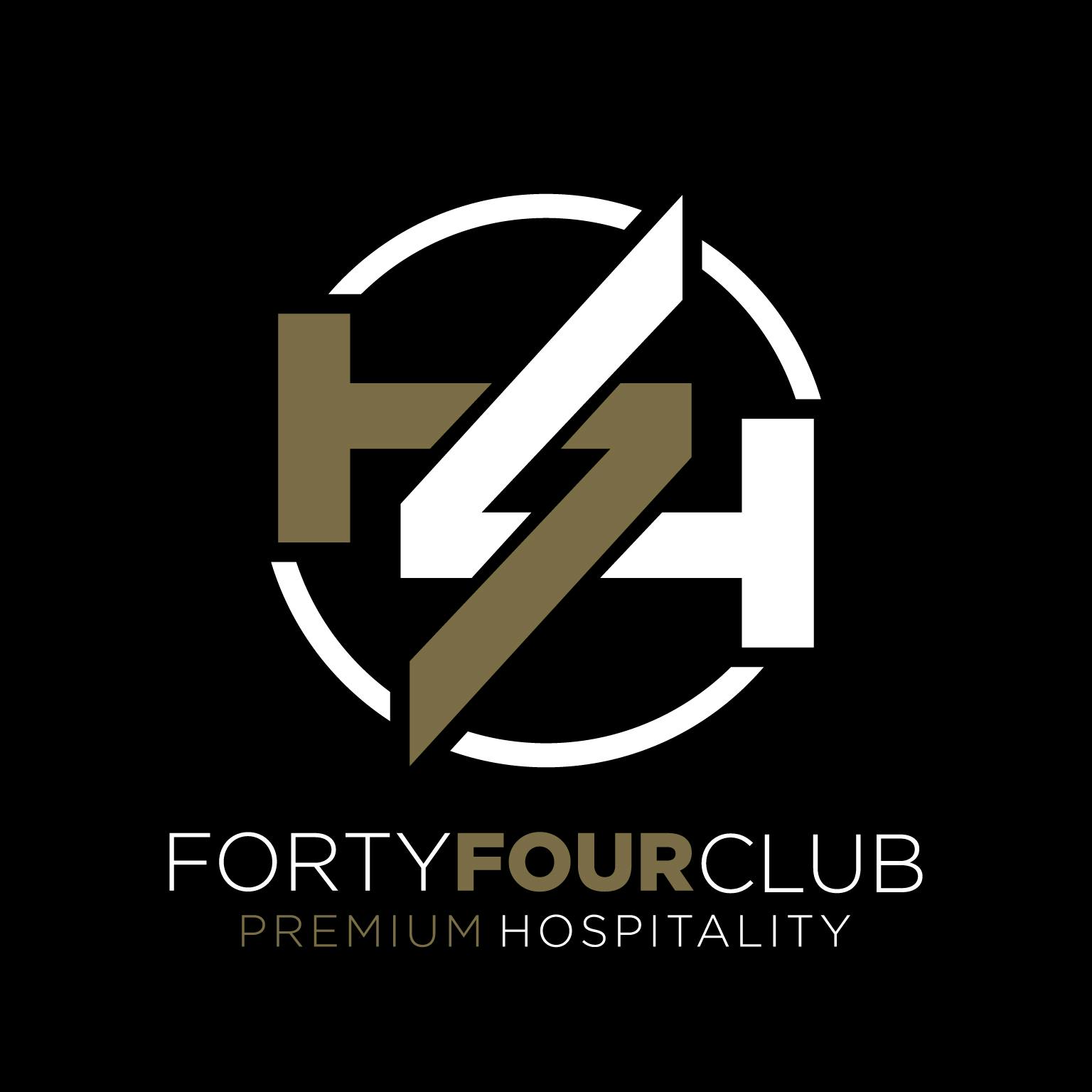 Sleek "Forty Four Club" logo for upscale events and networking at The White Rooms.