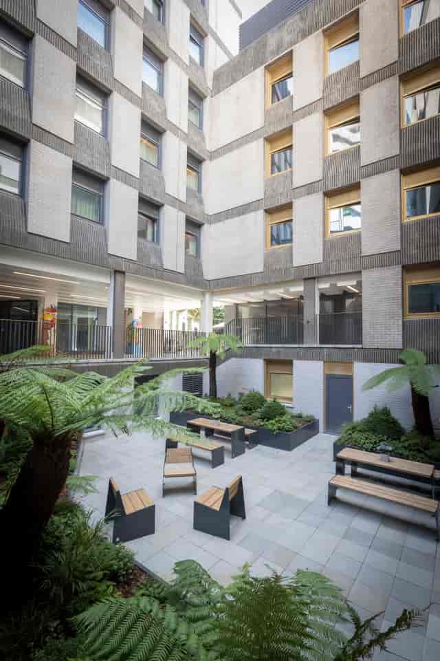 Modern open-air courtyard at Clayton Hotel Bristol for events and networking.