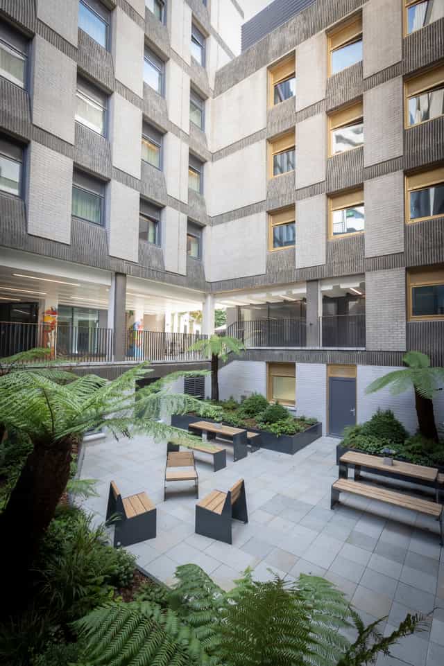 Modern open-air courtyard at Clayton Hotel Bristol for events and networking.
