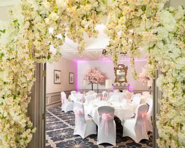 Windsor Suite at The Castle Hotel, elegant wedding venue with floral decor and soft lighting.