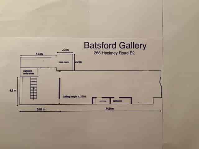 Batsford Gallery floor plan with event areas, ceiling height, and layout details.