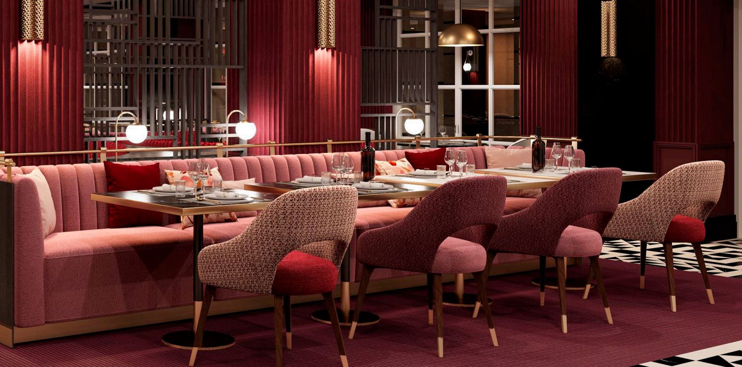 Stylish dining space in The Harben Room, ideal for corporate events and networking dinners. - Banner