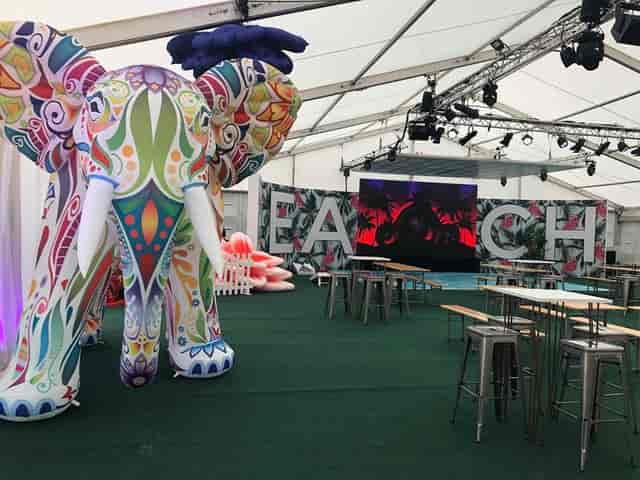 Colorful elephant installation at City Beach, ideal for networking events and social gatherings.