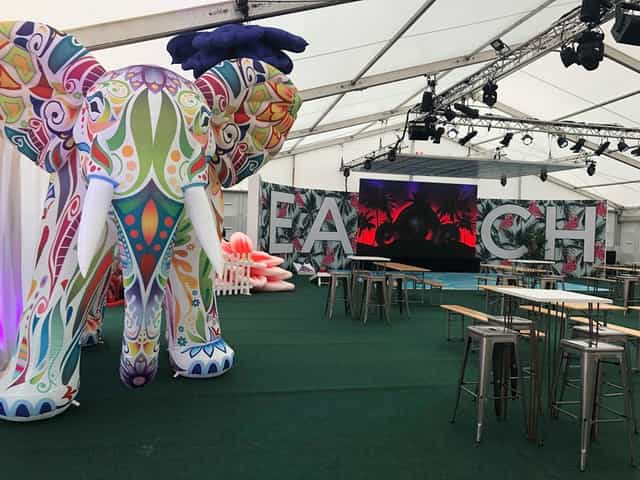 Colorful elephant installation at City Beach, ideal for networking events and social gatherings.