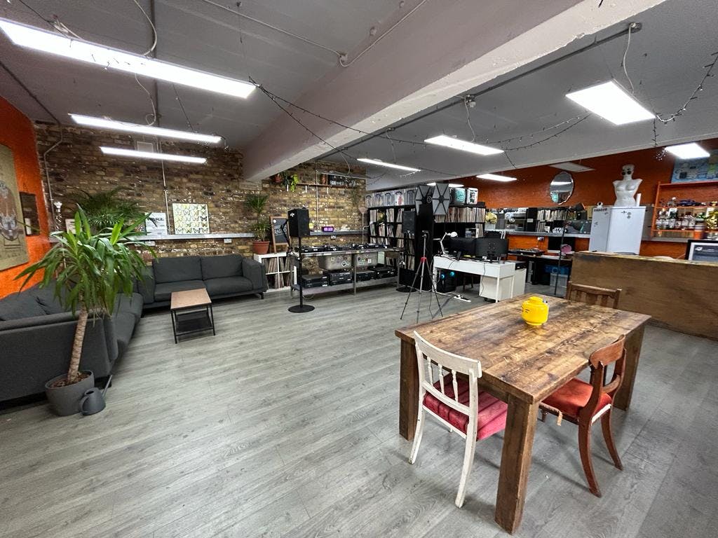 Brixton Radio event space with exposed brick, perfect for creative workshops and gatherings.