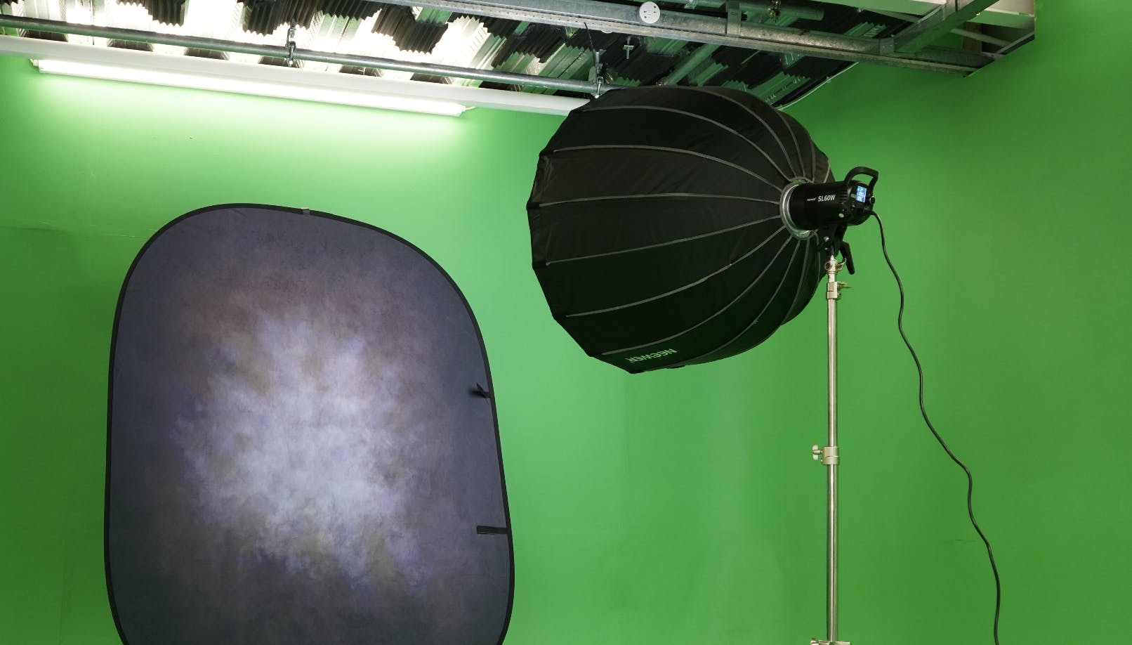 A&B Films Studio with green screen setup for professional virtual events and webinars.