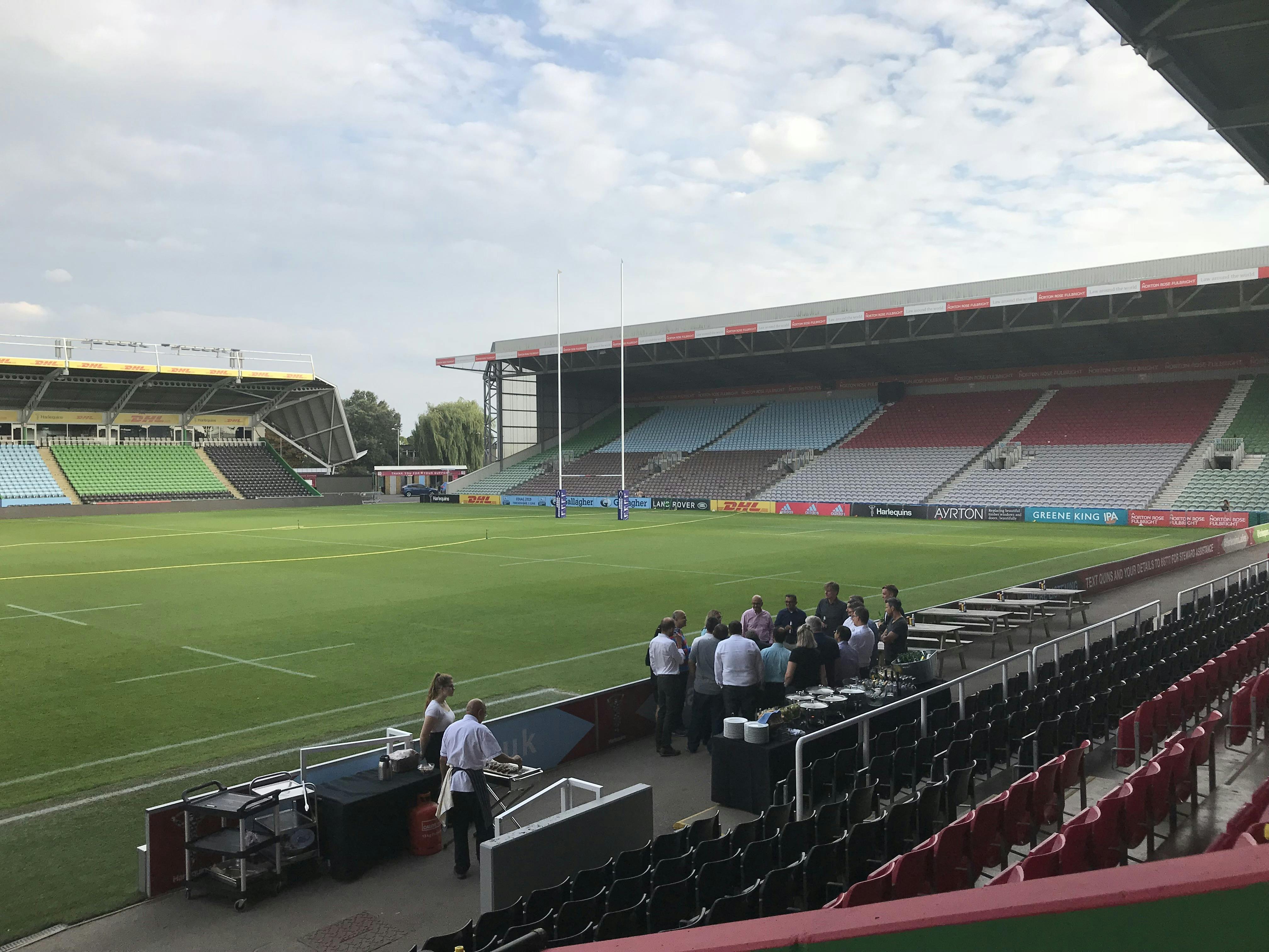 Versatile outdoor event space at Twickenham Stoop Stadium for corporate gatherings.