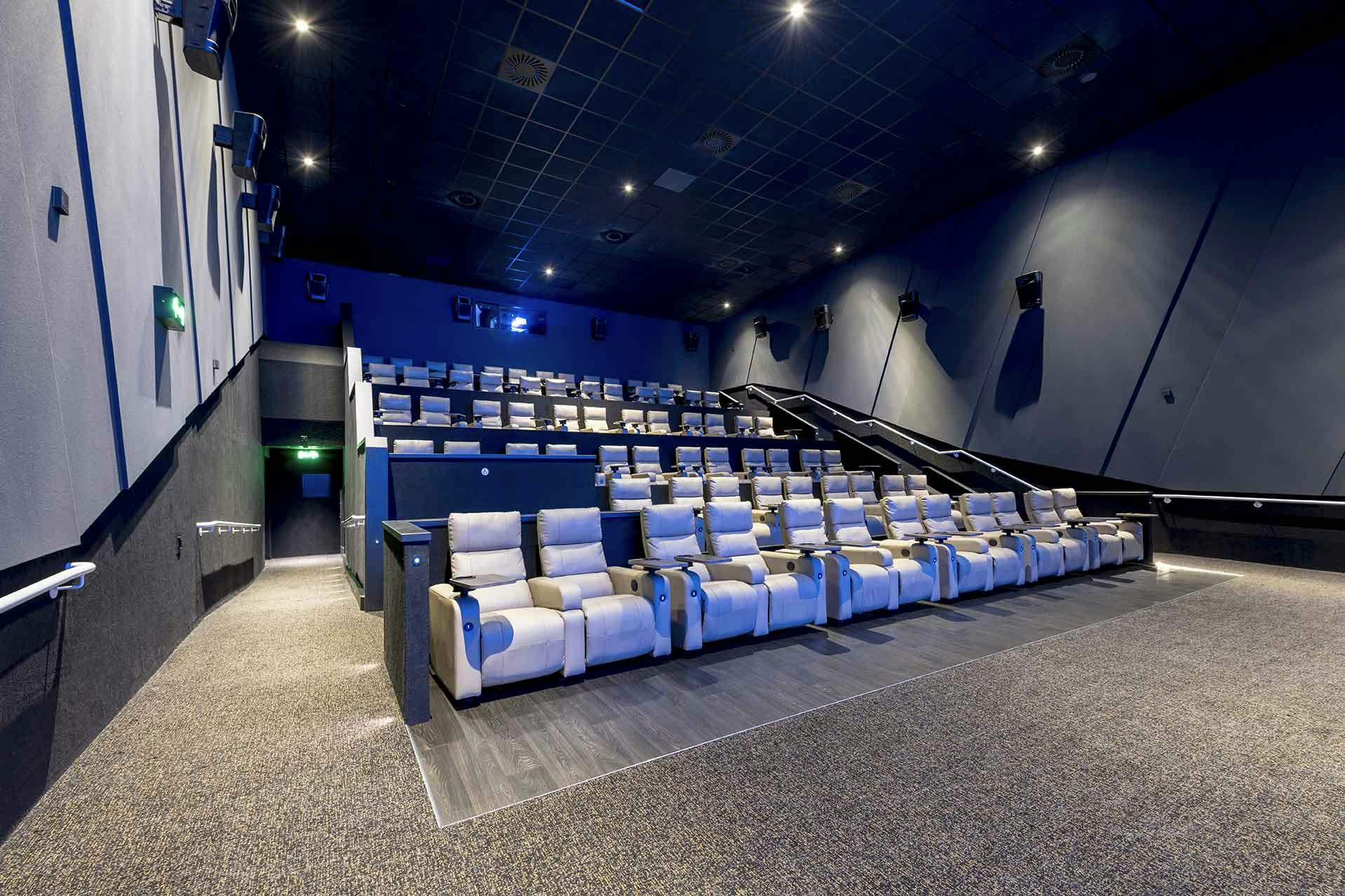 Modern ODEON Luxe Birmingham theater with plush seating for private screenings and events.