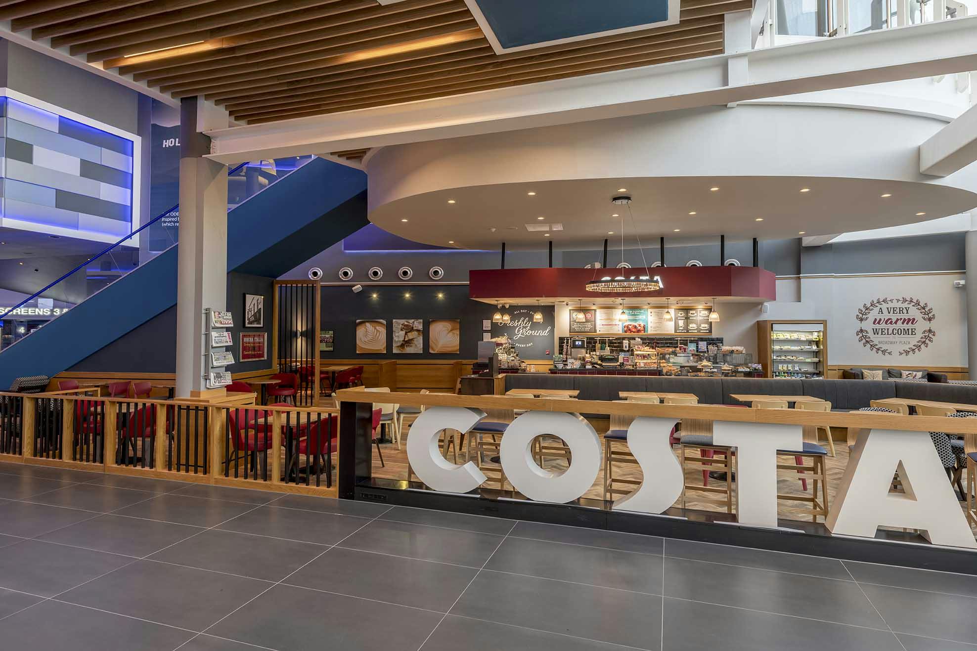 Modern café at ODEON LUXE Birmingham, ideal for networking events and informal meetings.